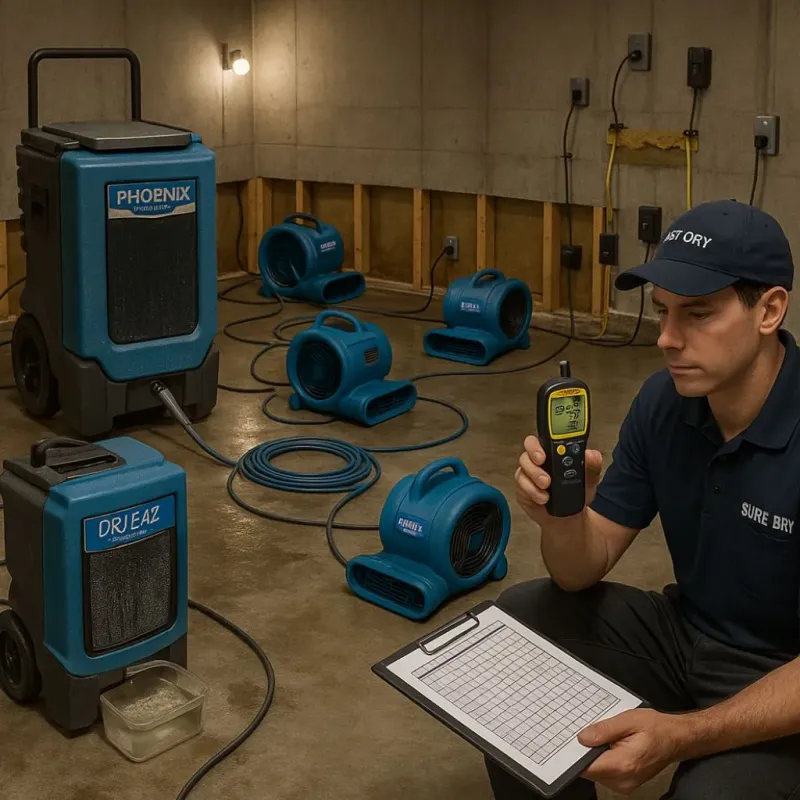 Structural Drying and Dehumidification process in Dickson, OK